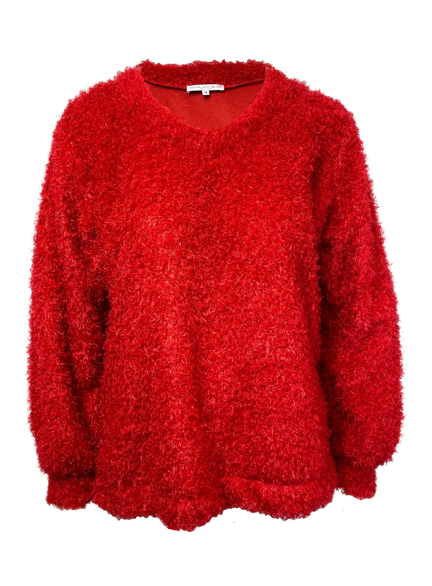 LOOSE FIT V-NECKED SWEATER RED