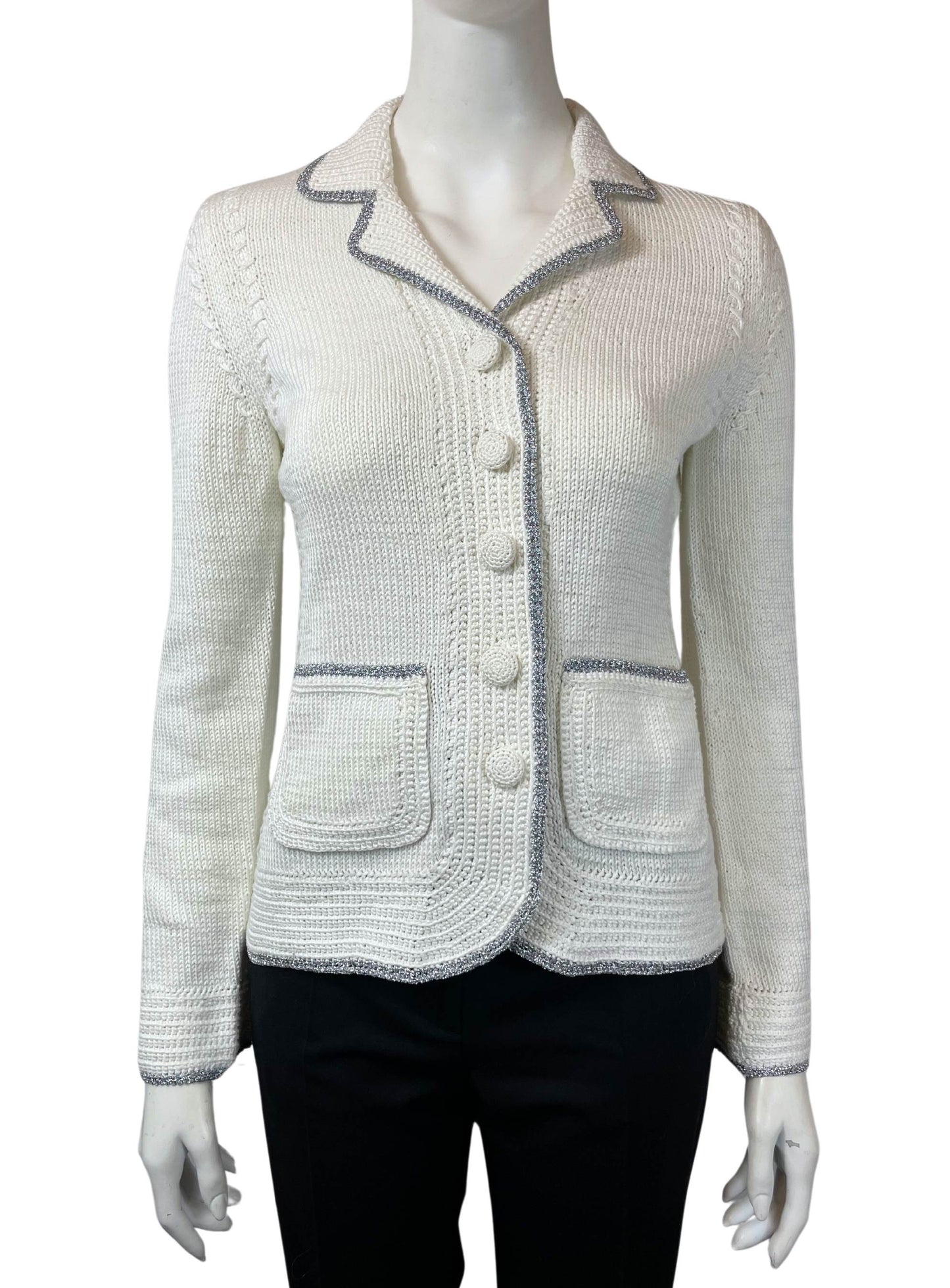 HANDKNITTED JACKET WITH LUREX DETAILS