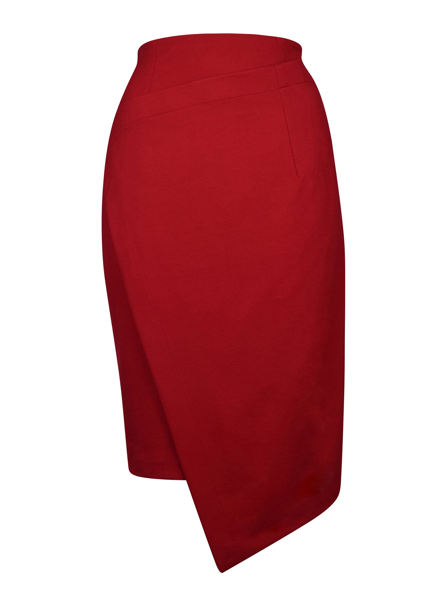 ASYMMETRIC PENCIL SKIRT Passion red