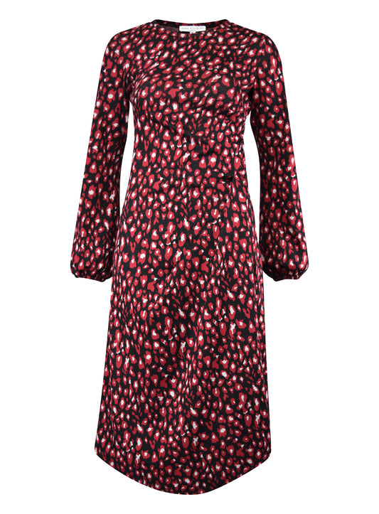 DRAPED DRESS WITH BALLOON SLEEVES