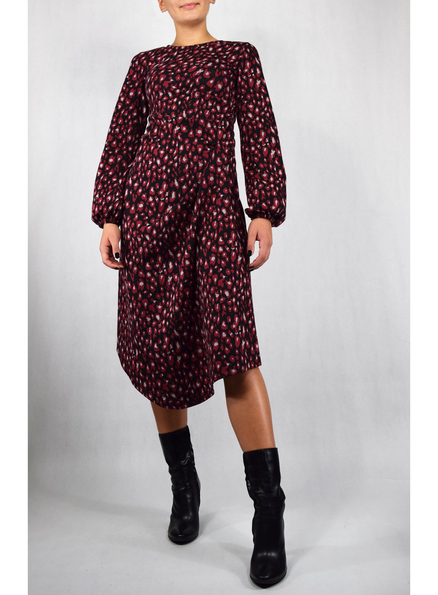 DRAPED DRESS WITH BALLOON SLEEVES