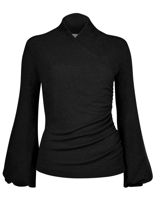 WRAP TOP W BALLOON SLEEVES
