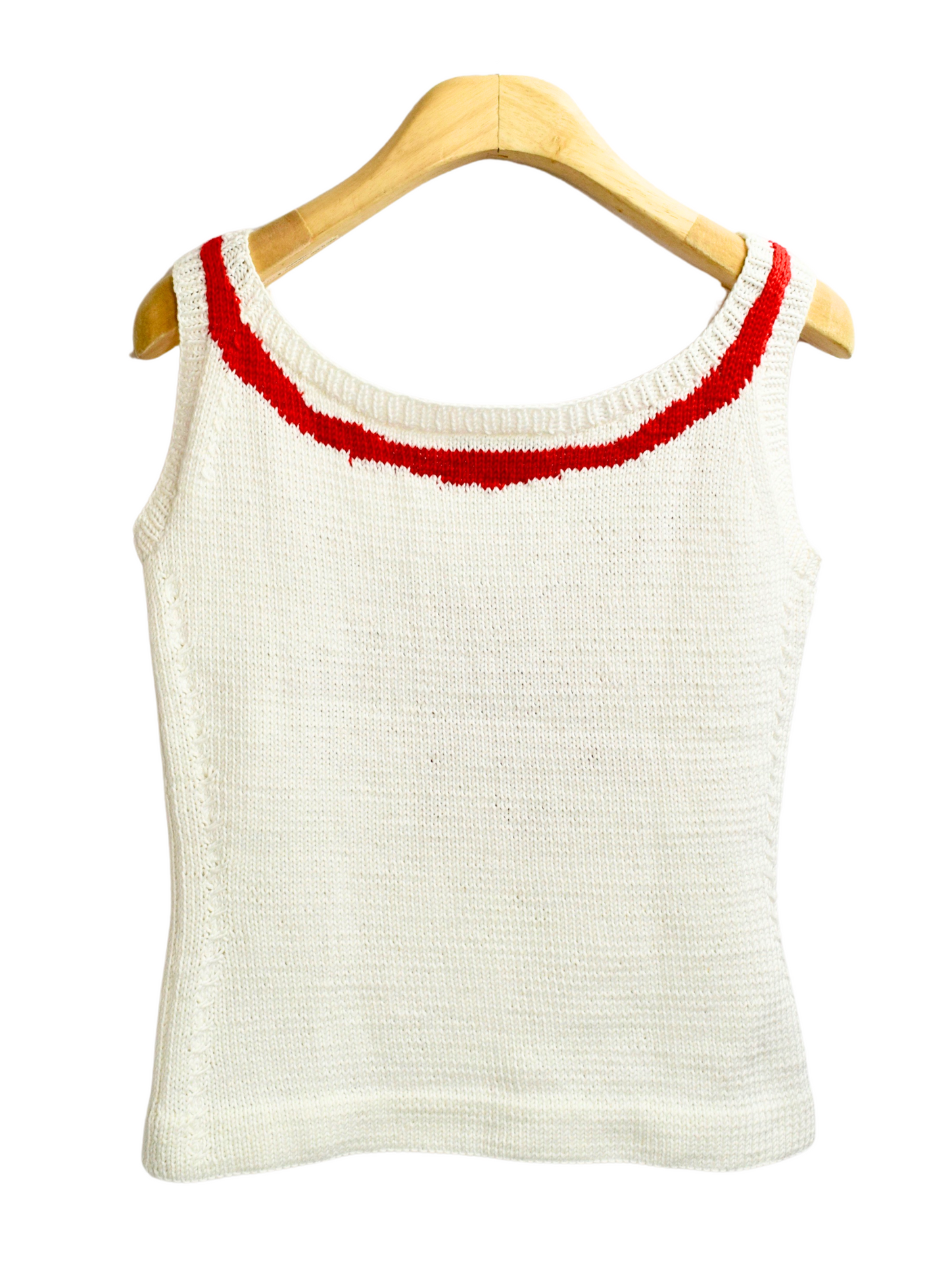 SLEEVELESS INTARSIA VEST TOP RED BOW