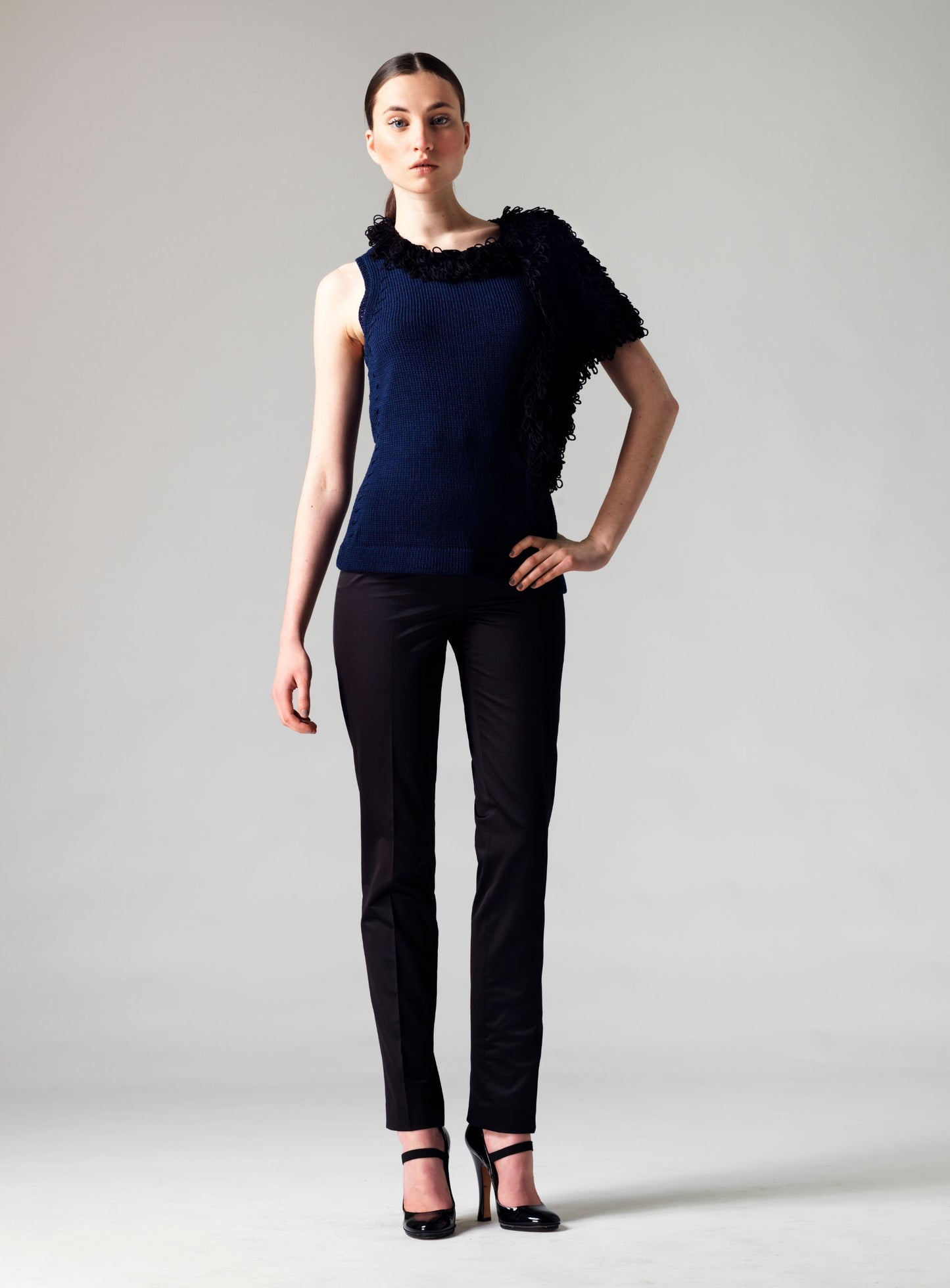 SLEEVELESS TOP WITH LOOP SCARF DETAIL