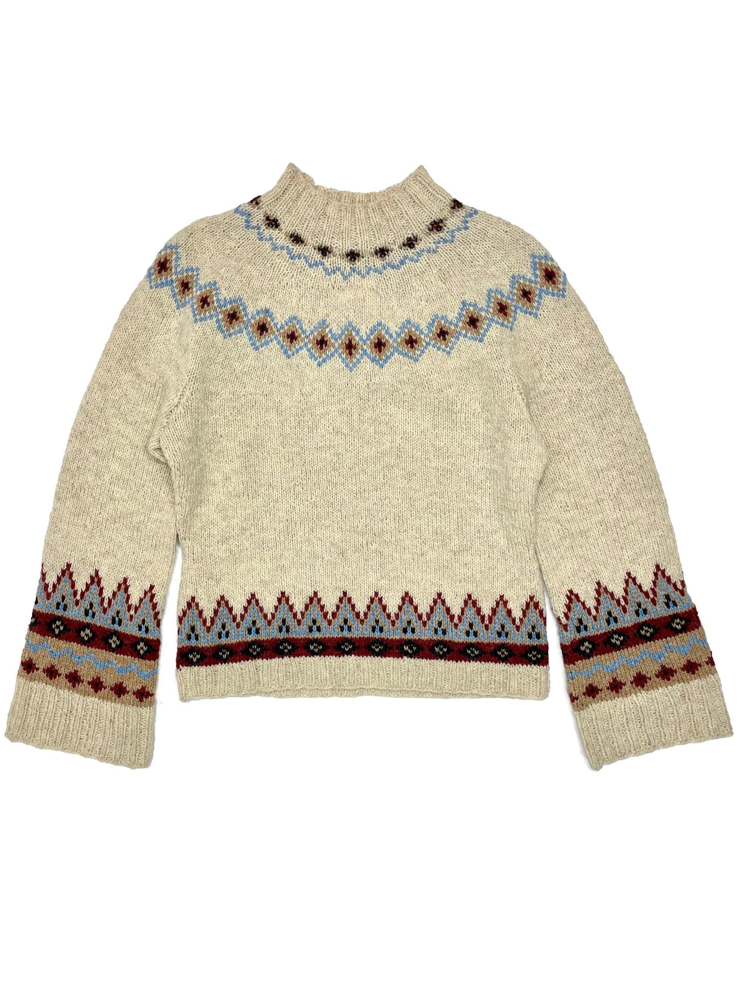 FOLKLORIC SWEATER WITH TRUMPET SLEEVES