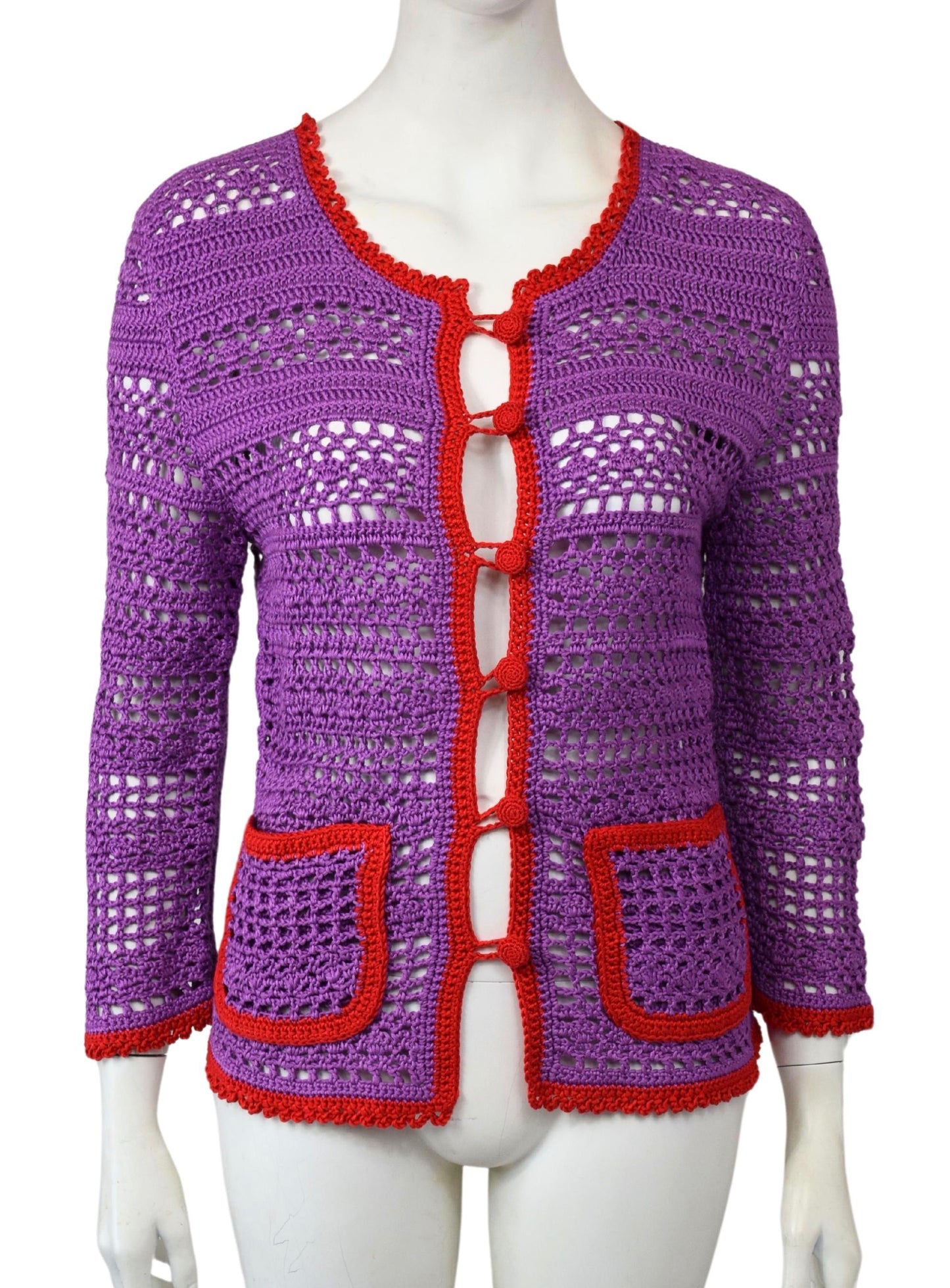 CROCHET 3-COLOURED HANDMADE CARDIGAN