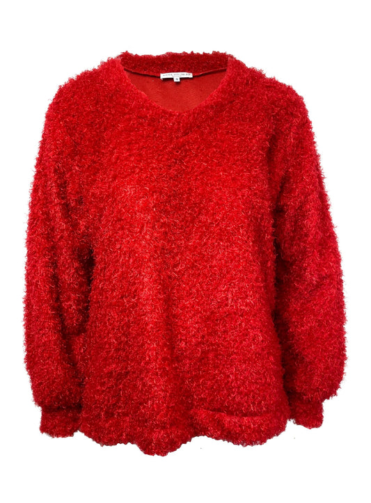 LOOSE FIT V-NECKED SWEATER RED