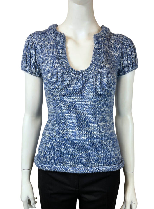 HANDKNITTED WOOL TOP WITH ROLLED EDGE