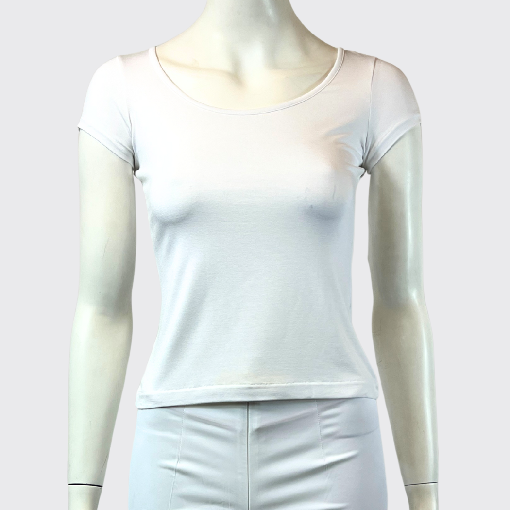 SCOOP NECKED CAP SLEEVED TOP