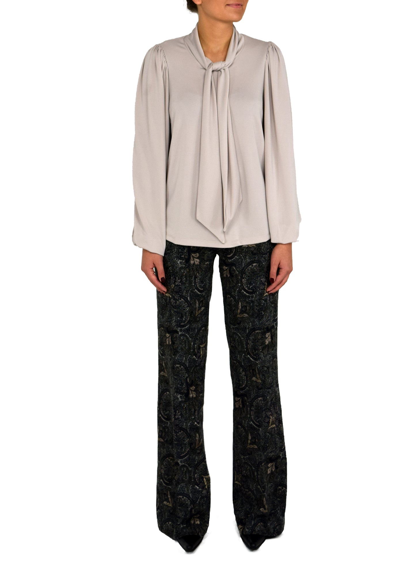 PUFF SLEEVED TOP WITH SCARF DETAIL