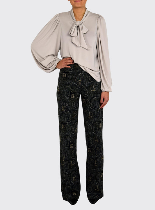 PUFF SLEEVED TOP WITH SCARF DETAIL
