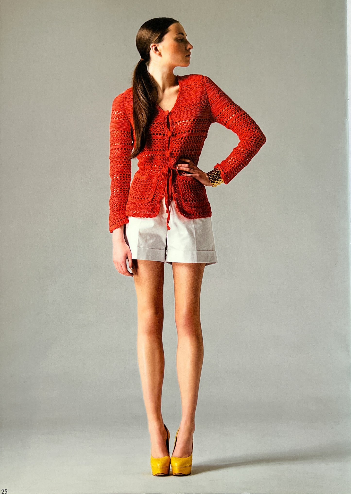 SHORT CROCHET CARDIGAN PASSION RED