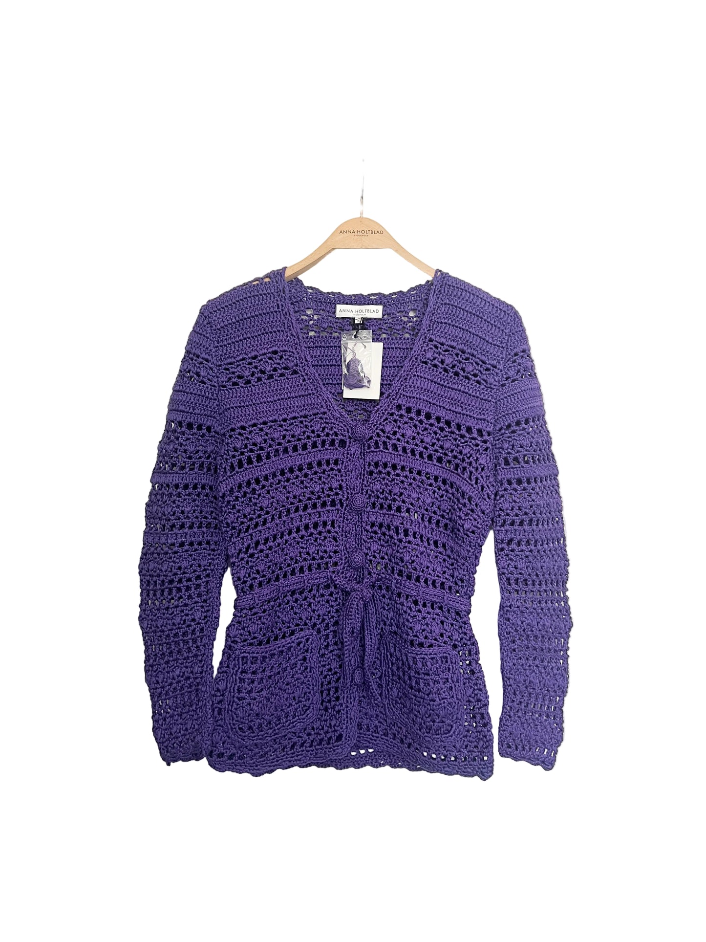 SHORT CROCHET CARDIGAN STRONG LILAC